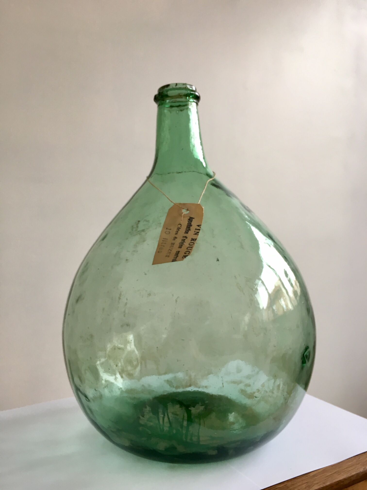 Ancient green demijohn 10L capacity
