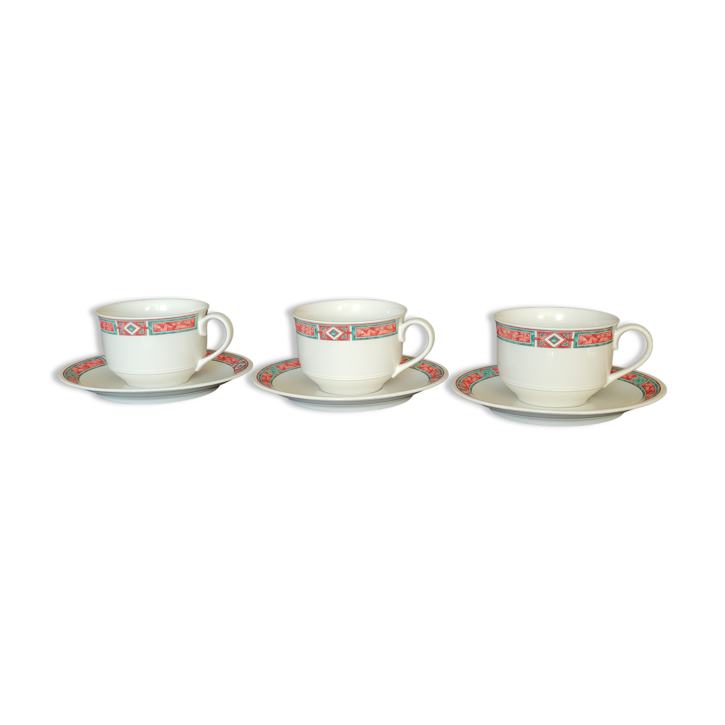 3 tasses à thé / chocolat and 3 soucoupes Villeroy & et Boch Rialto