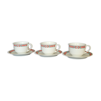 3 tasses à thé / chocolat and 3 soucoupes Villeroy & et Boch Rialto