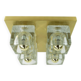 mid century peill & putzler brass CEILING LIGHT with 4 glass cubes 1960s/70
