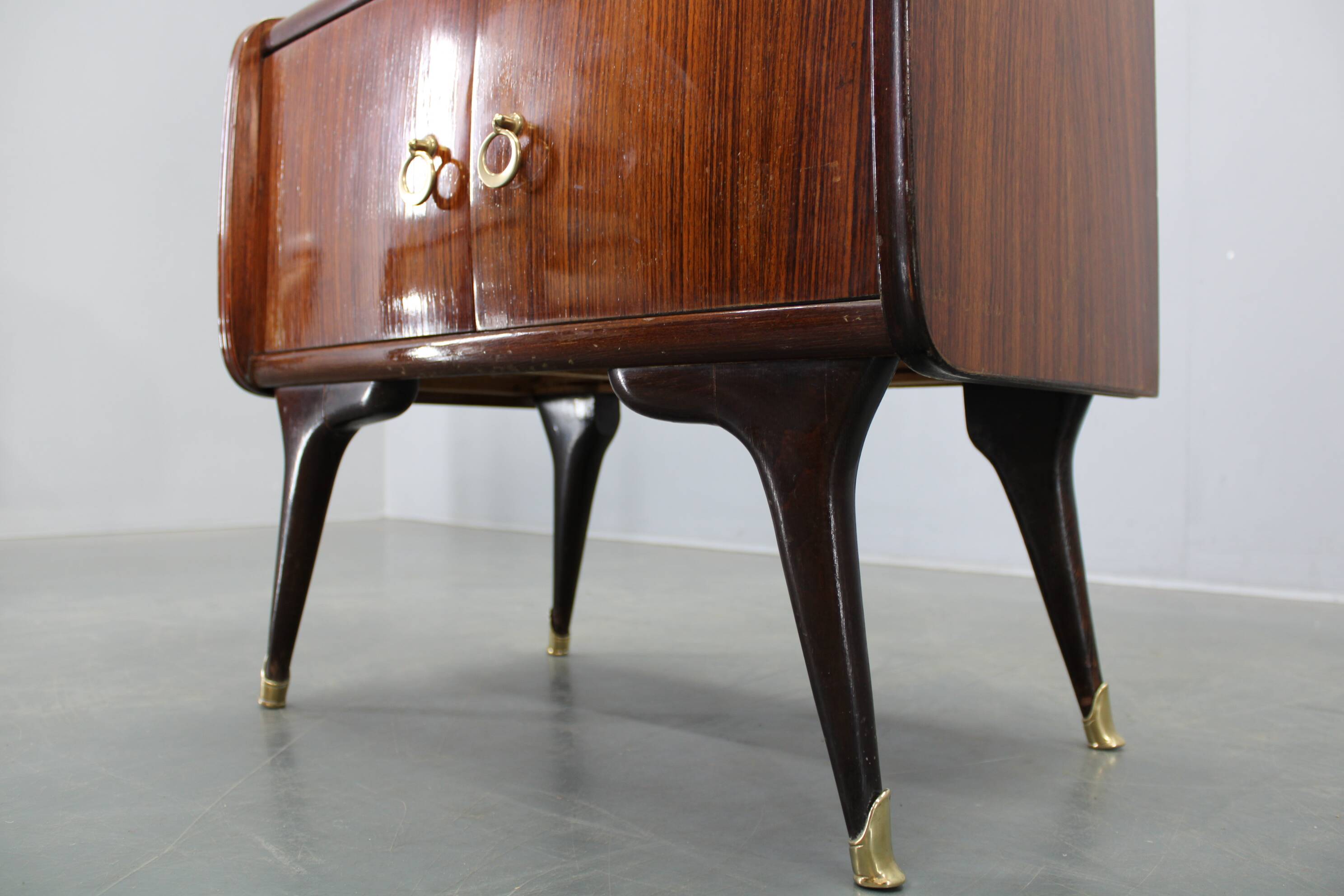 Mid-century Italian bedside tables with glass tops, 1950s