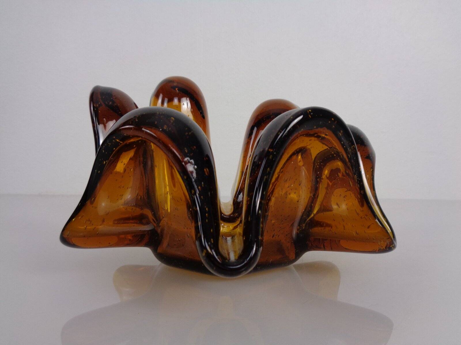 Large Murano amber glass bowl, Italy, 1960s