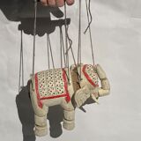 Set of 5 antique Anglo Indian elephant marionettes, puppets