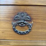 Commode de style Louis Philippe en merisier et marbre gris veiné