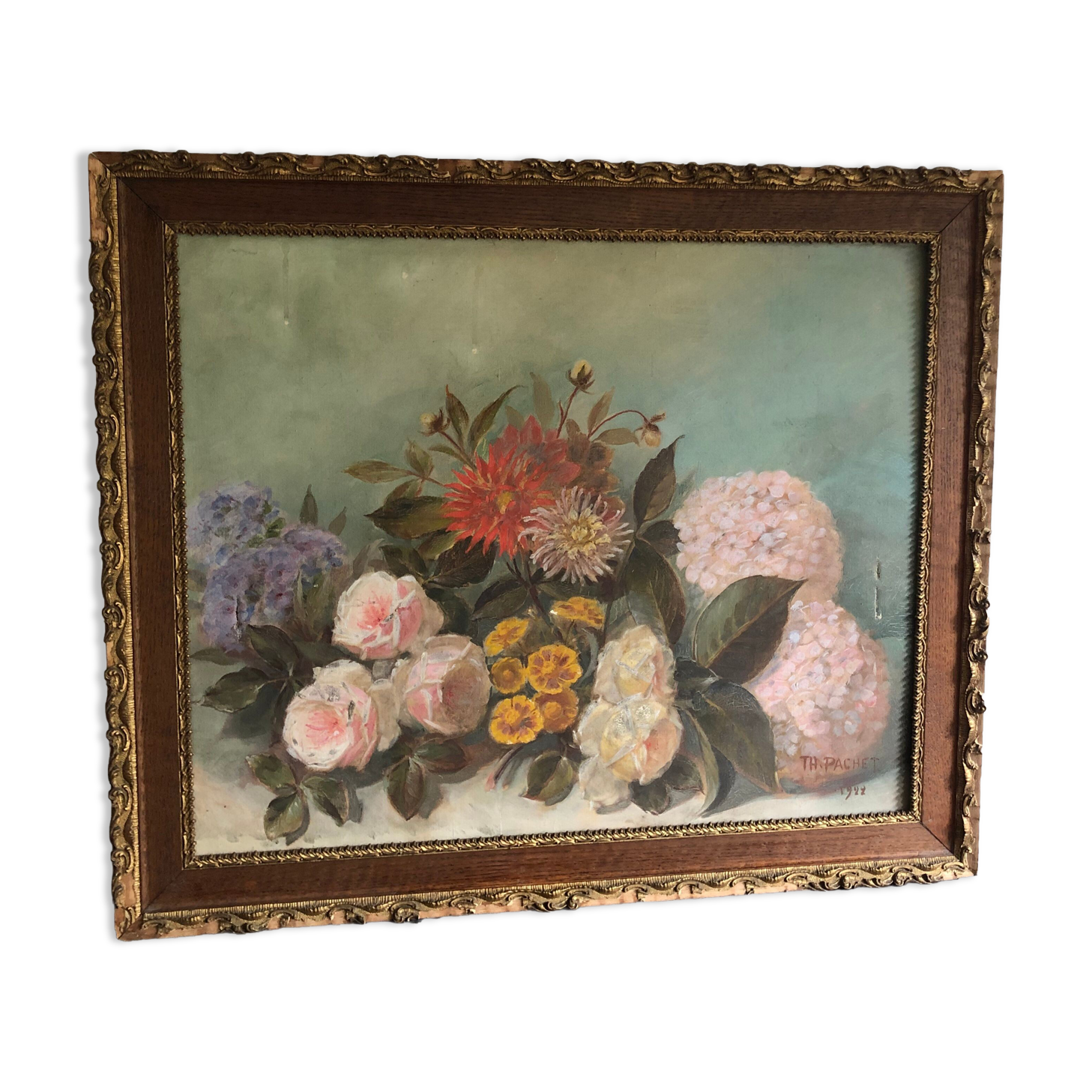 Oil on canvas ancient flowers