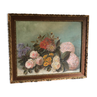 Oil on canvas ancient flowers