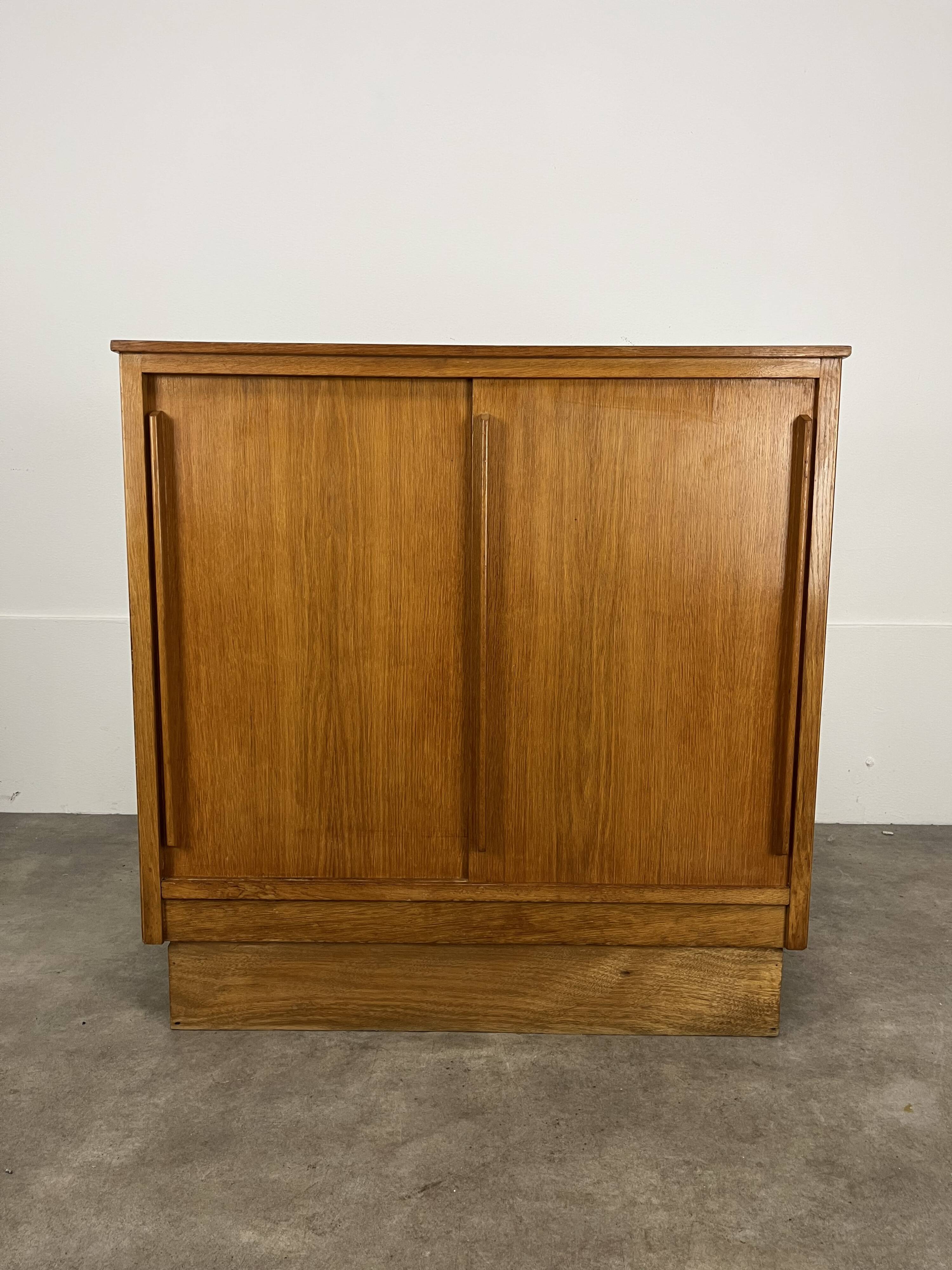 50s sliding door sideboard, wood, vintage