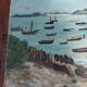 Oil painting on seaside marine cardboard
