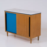 60s oak chest of drawers with marble tray