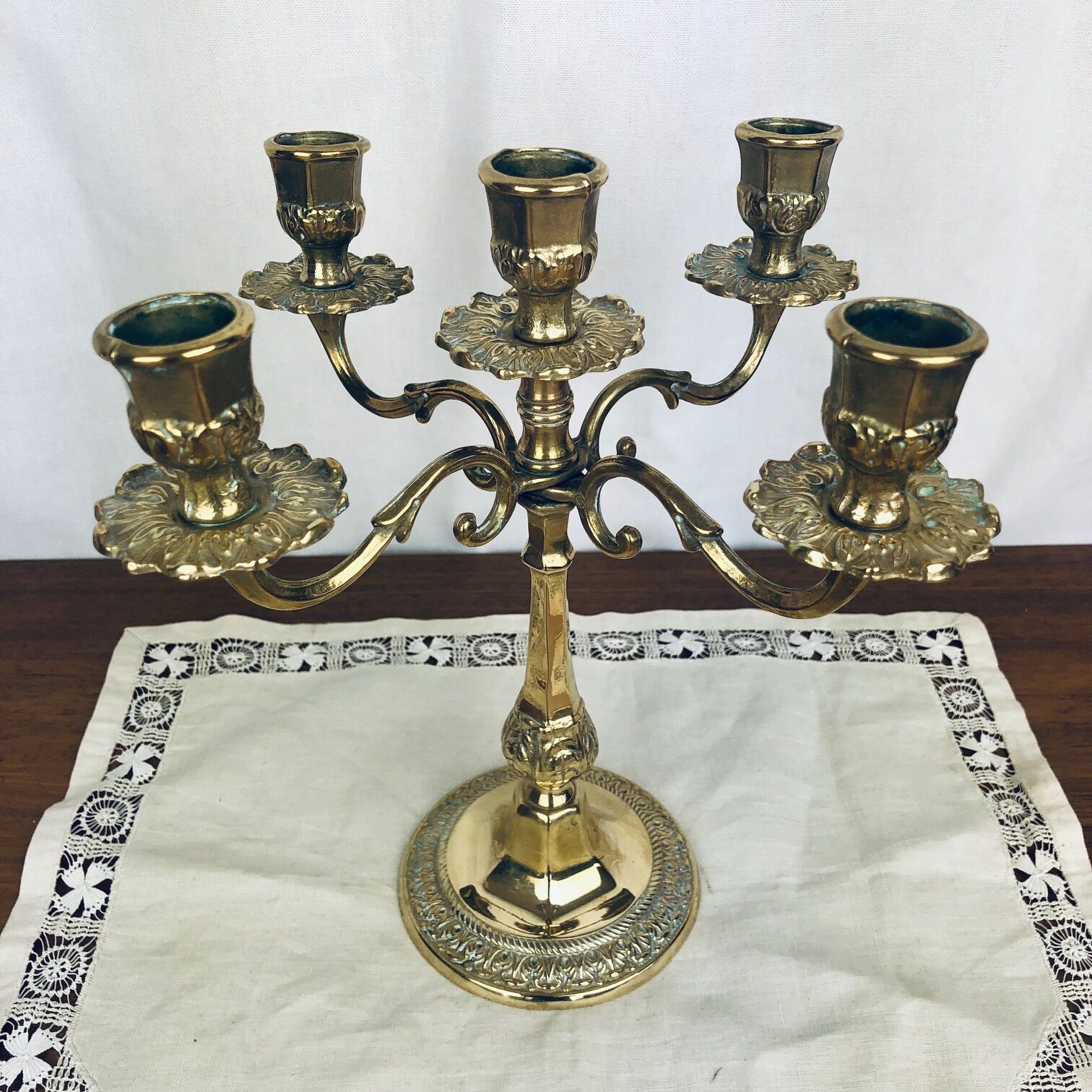 5-branch bronze chandelier