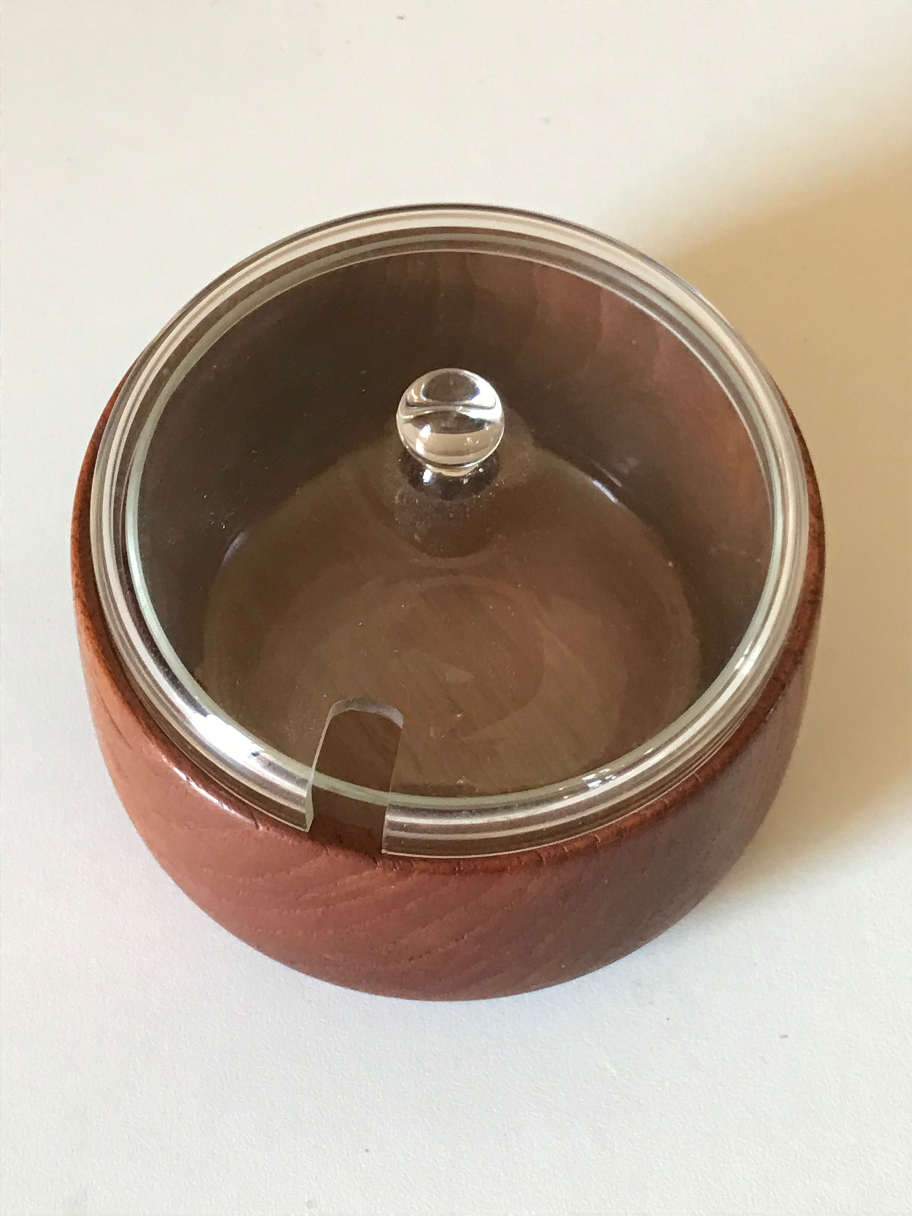Teak spice pot and glass of the 60 years