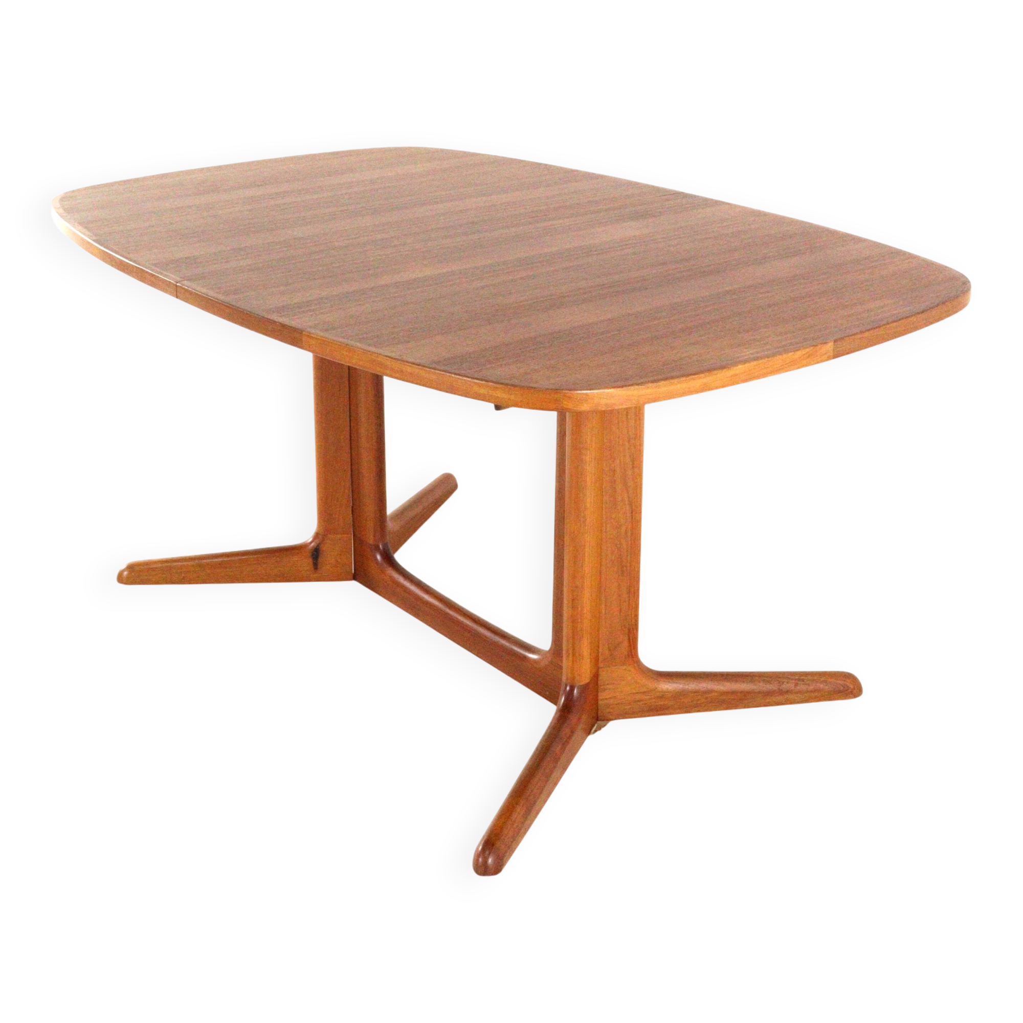 Large oval extendable dining table Gudme Danish design in teak - restored