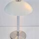 Mid-Century Mushroom Table Lamp in Sandblasted Glass, Stainless Steel & Chrome, 1960s