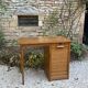 Vintage desk with curtain – wood – side shelf