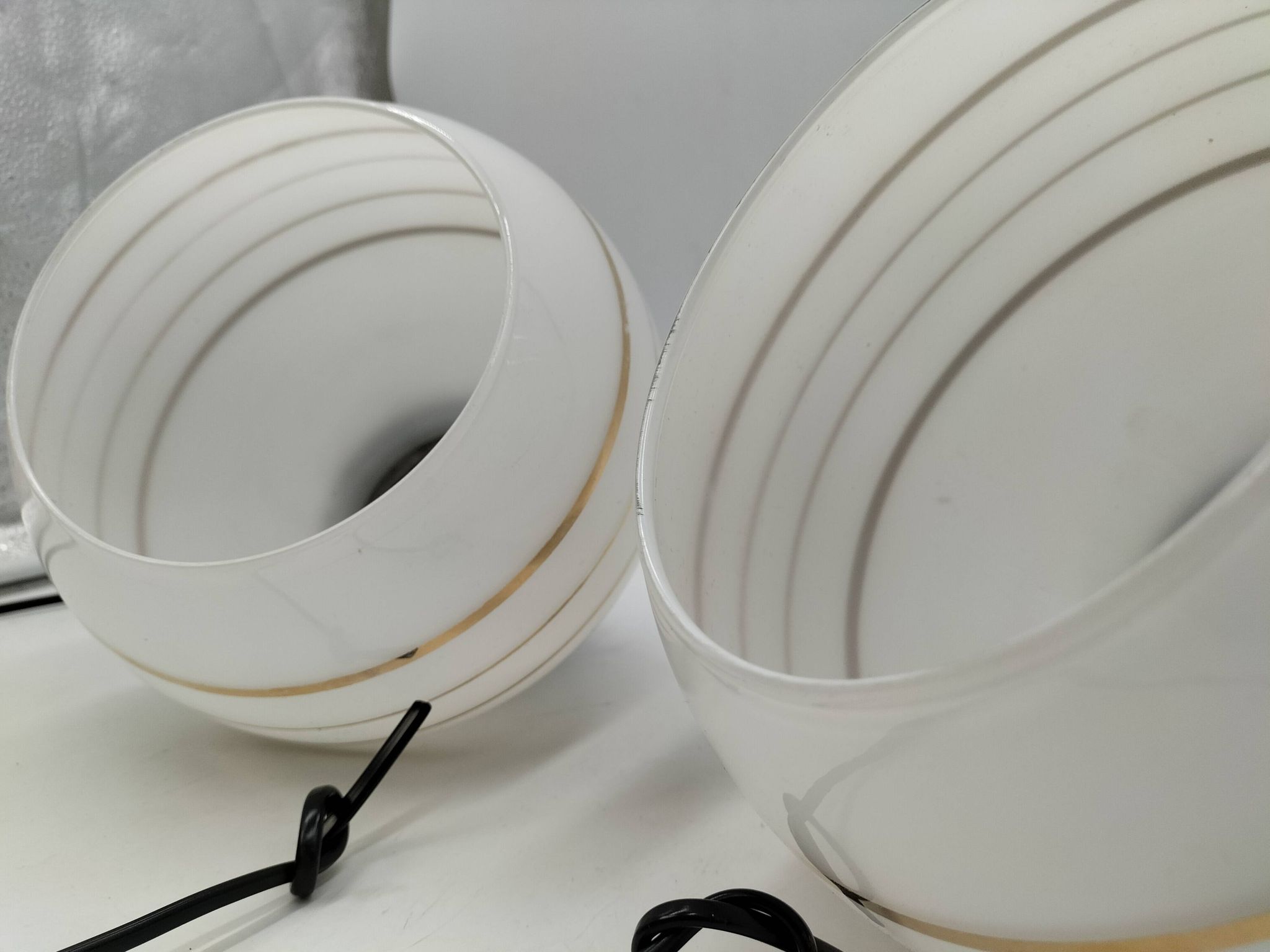 Pair of opaline pendant lights
