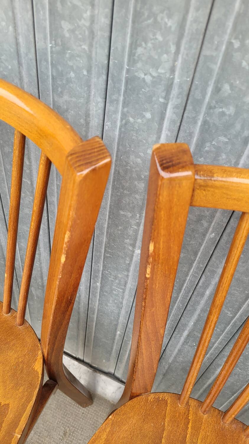 Set of 5 antique signed Baumann bistro chairs