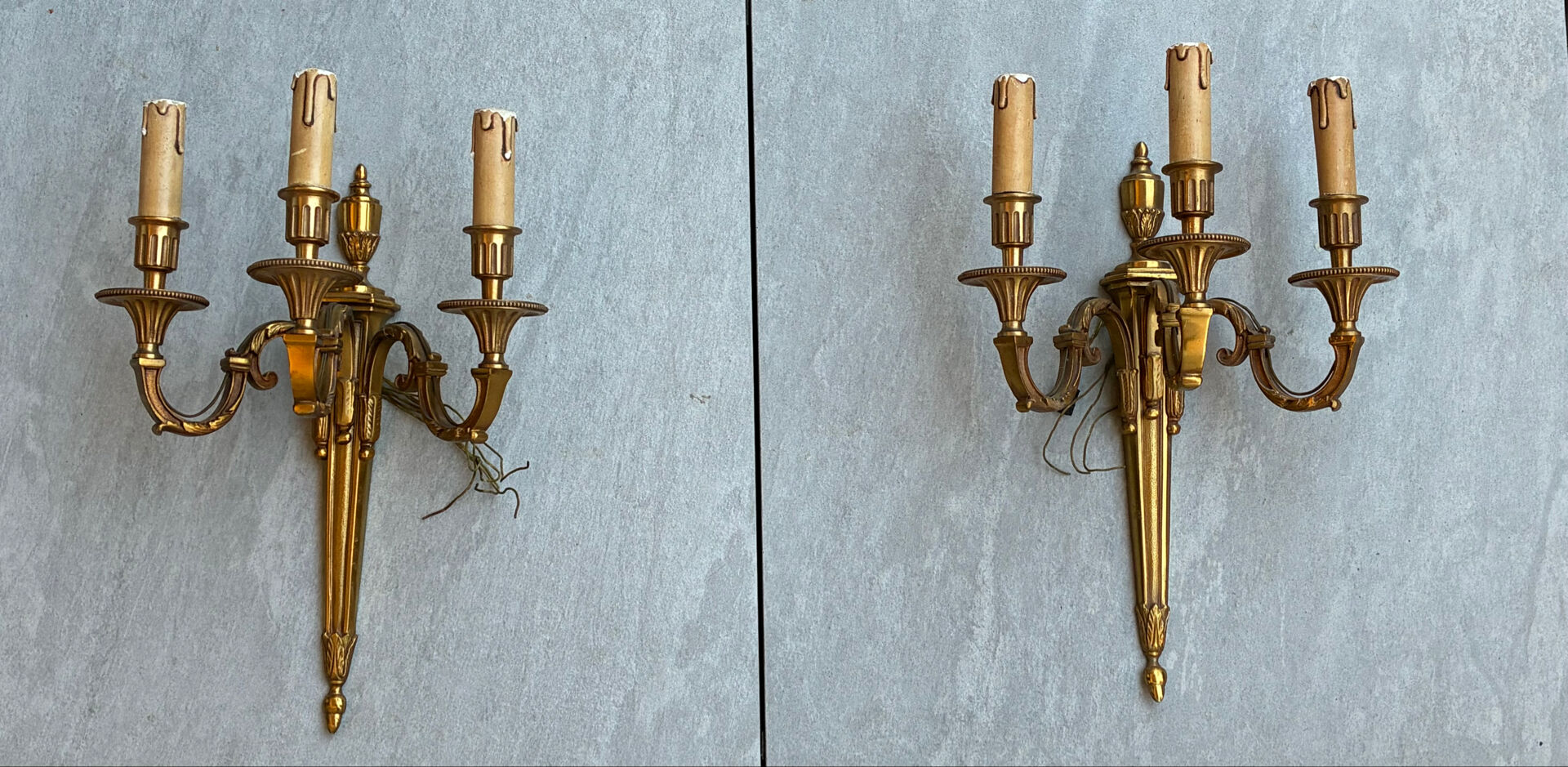 Paires d’appliques bronze Louis XVI Lucien Gau