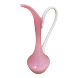 Ancien pichet aiguière opaline rose & blanc vintage