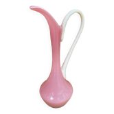 Ancien pichet aiguière opaline rose & blanc vintage