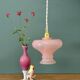 Suspension abat-jour vintage en opaline rose