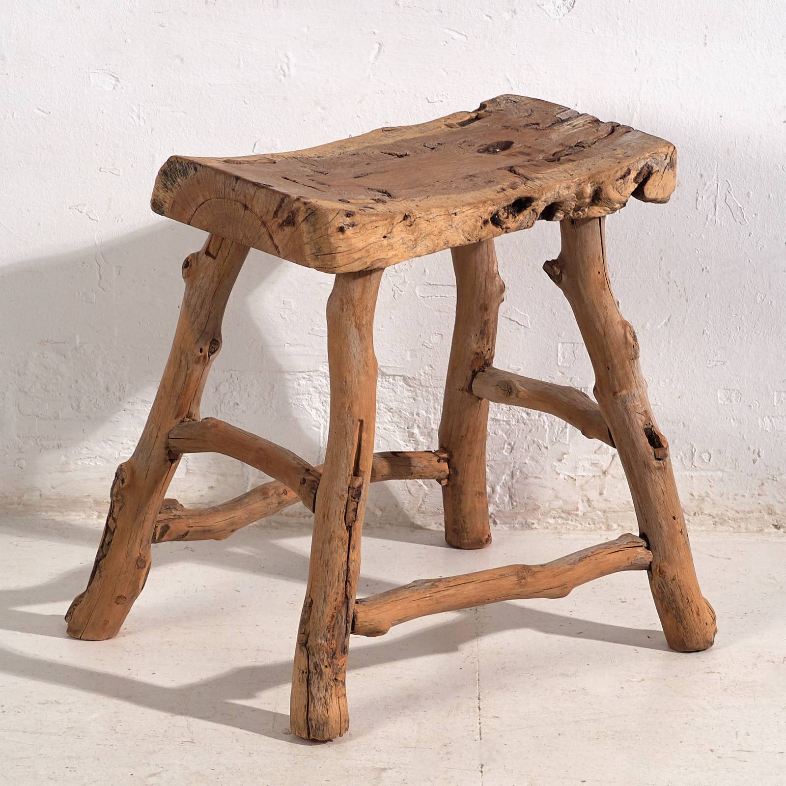 Antique stool in wabi-sabi style (c.1900) #3