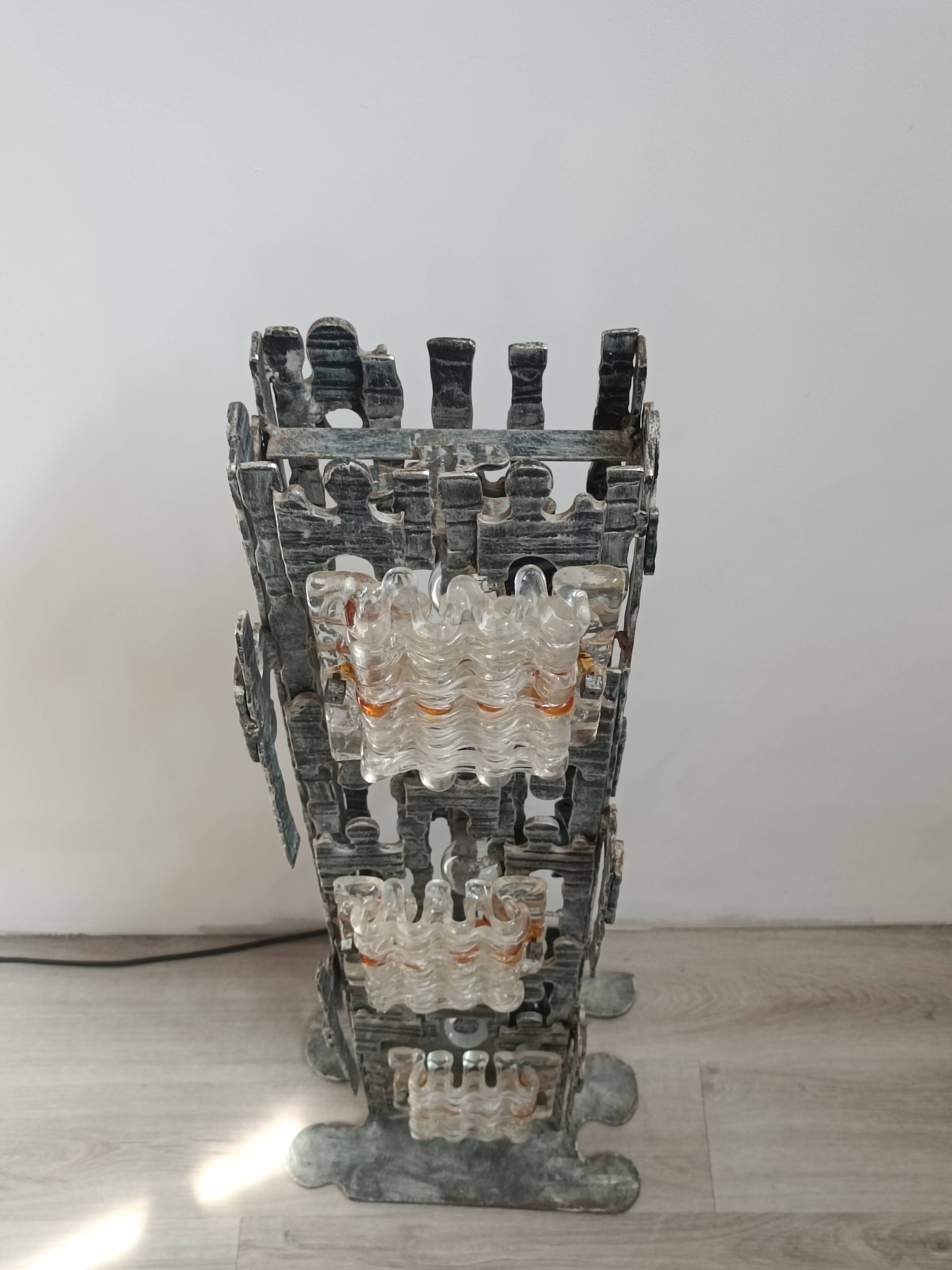 Brutalist sculptural floor lamp by Albano Poli for Poliarte 1970s