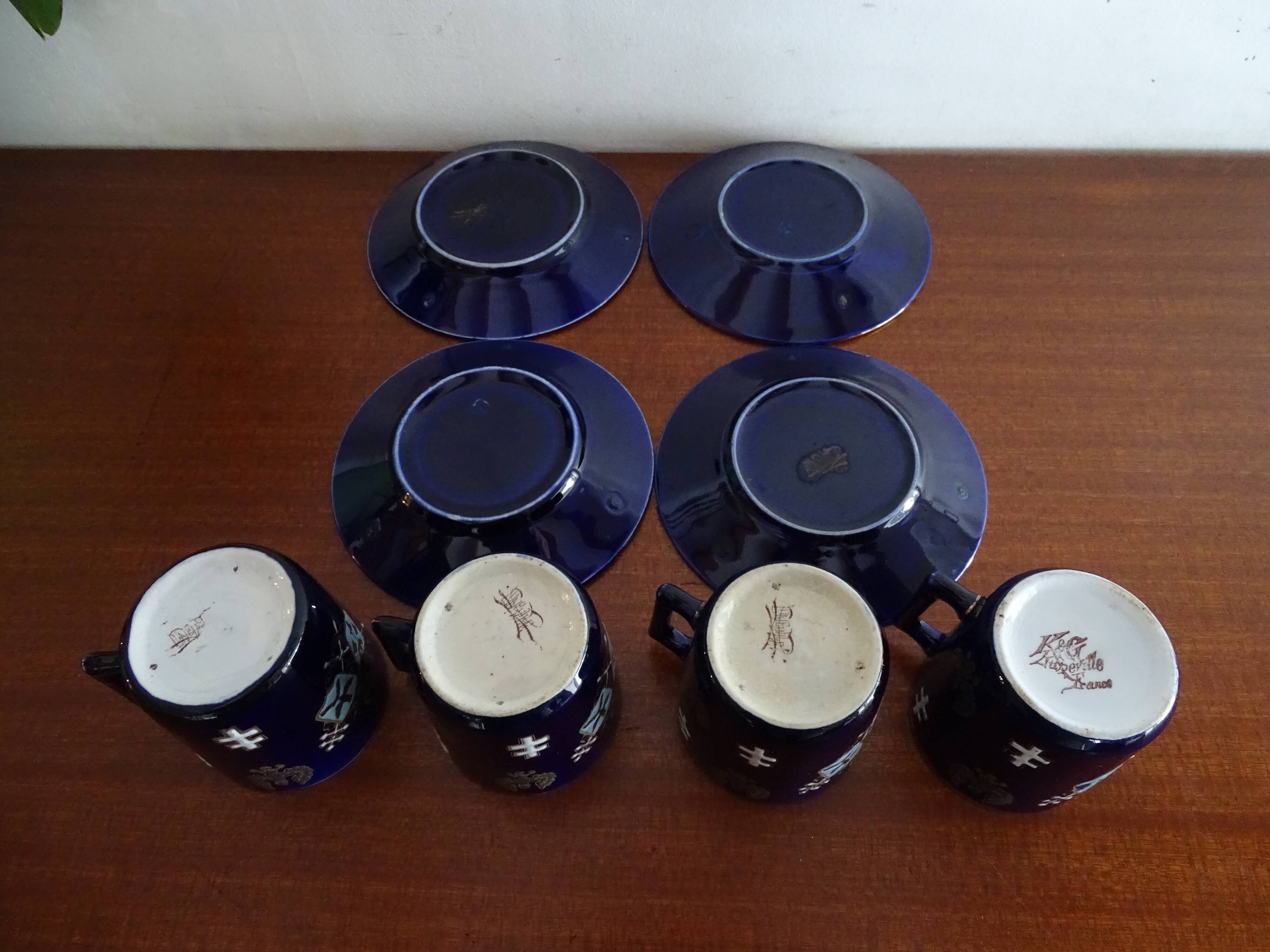 Coffee service Kg Lunéville 4 pers- Lys coat of arms Joan of Arc - Croix Lorraine
