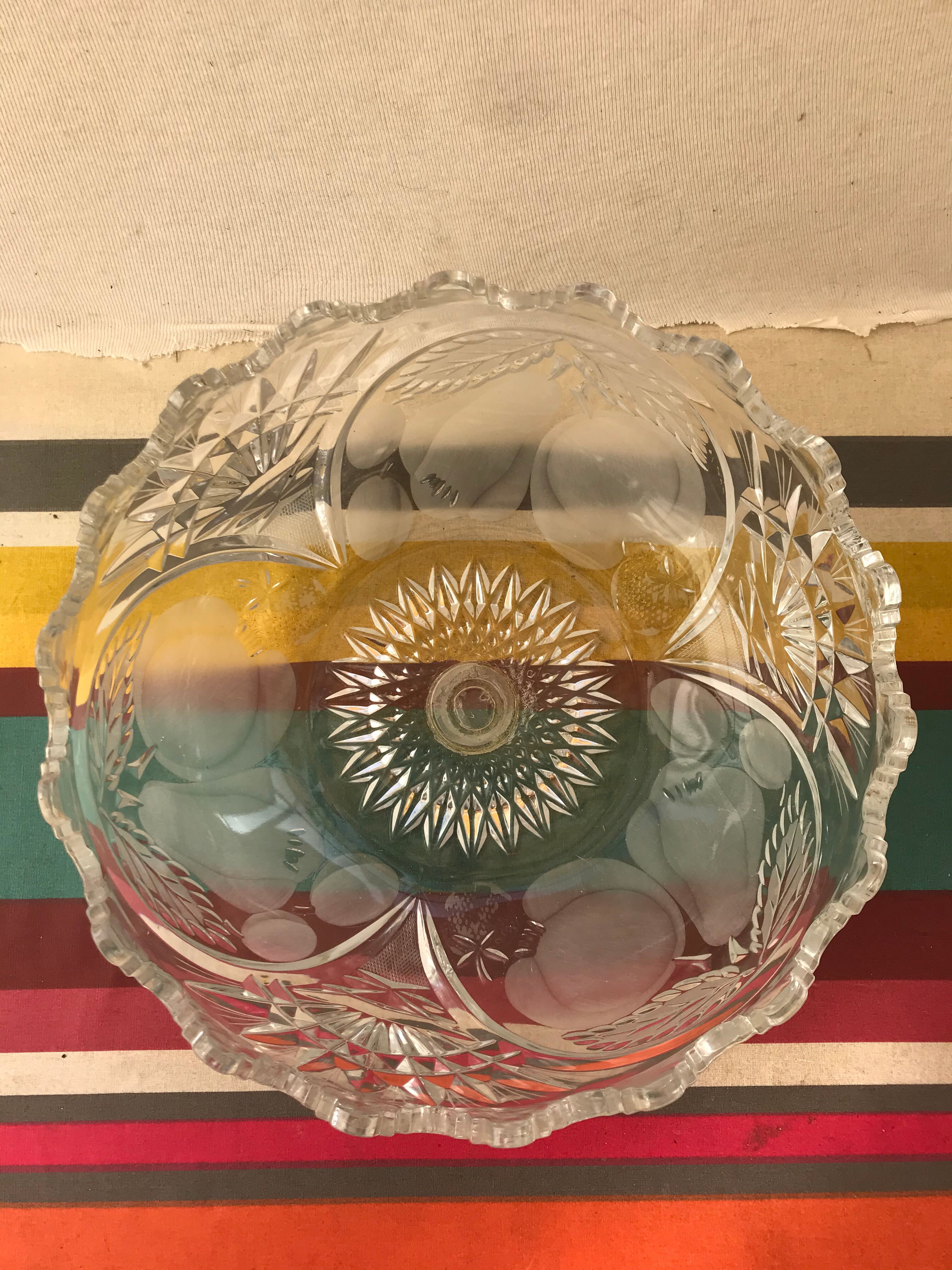 Ancien coupe centre de table cristal taillé