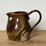 Small speckled beige stoneware milk pitcher from the 70s