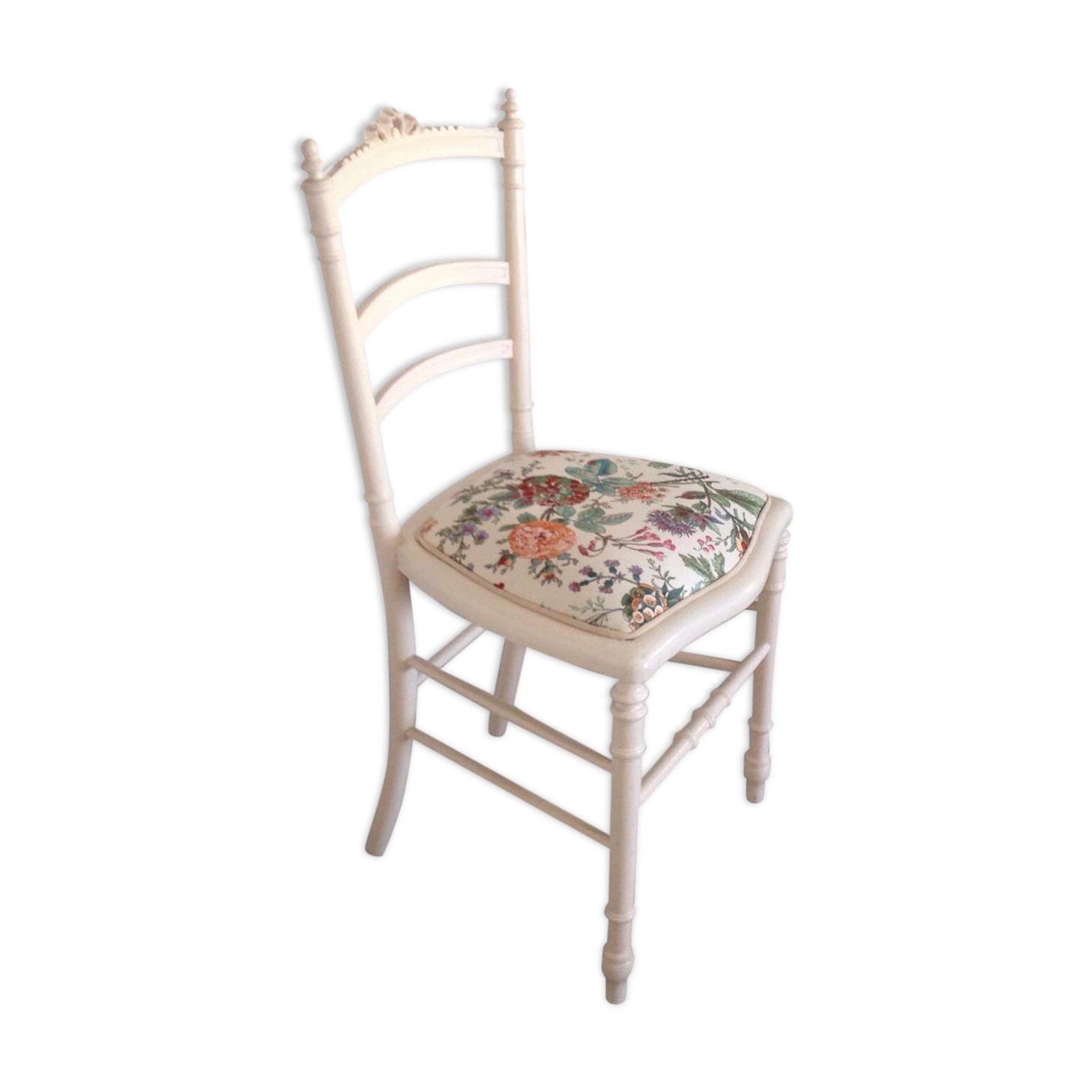 Napoleon iii chair white with flowers