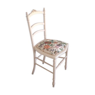 Chaise napoléon iii blanc à fleurs