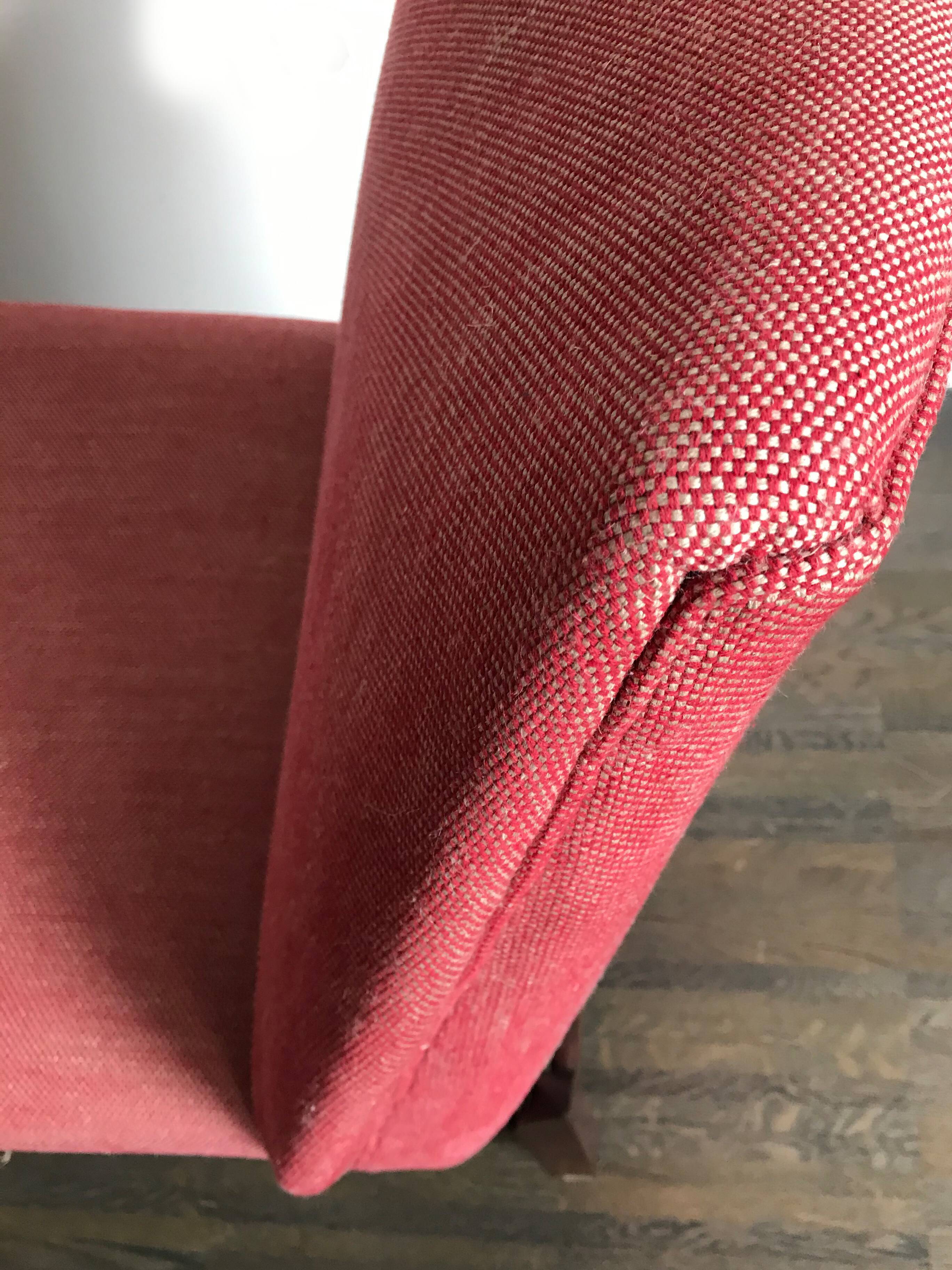 Couple of Italian midcentury modern design red armchairs 1950s