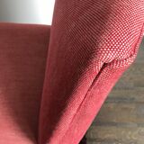 Couple of Italian midcentury modern design red armchairs 1950s