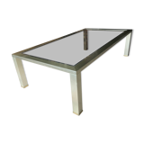 Smoked glass and brass coffee table