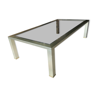 Smoked glass and brass coffee table