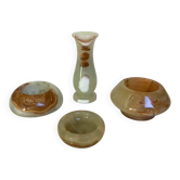 Four small onyx candlesticks