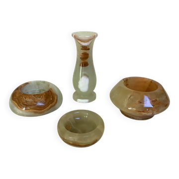 Four small onyx candlesticks