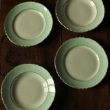 Lot 2 hollow plates and 2 green gilding plates Moulin des Loups