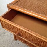 Commode  bambou et cannage rotin