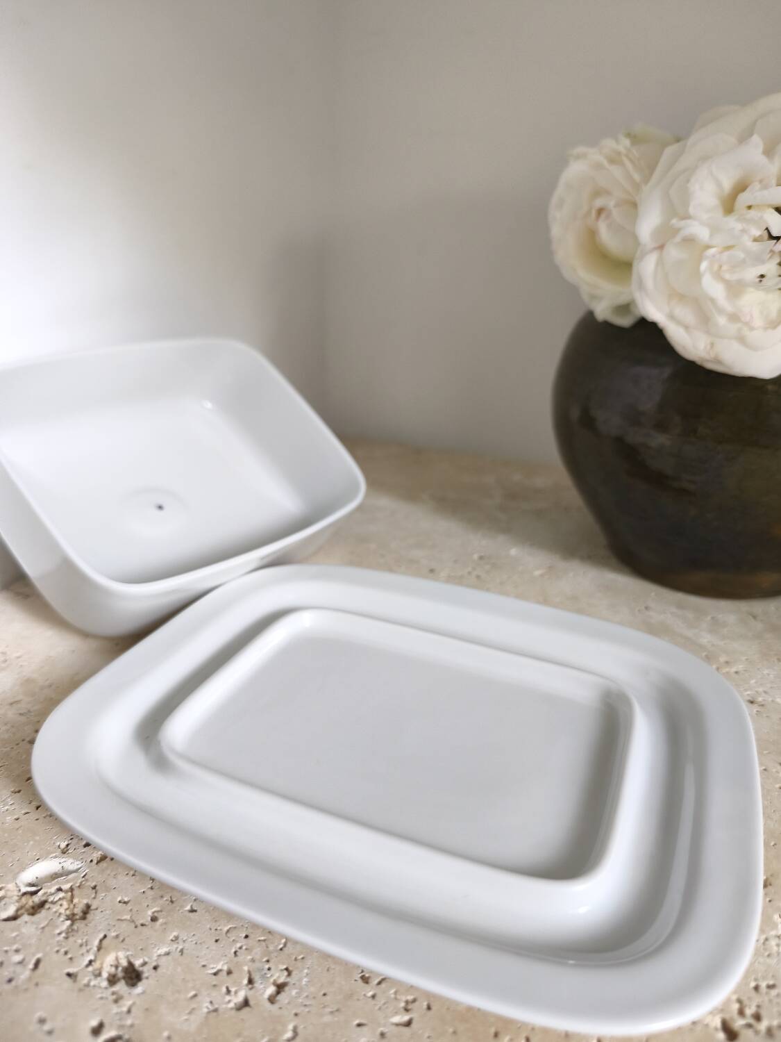 White porcelain butter dish