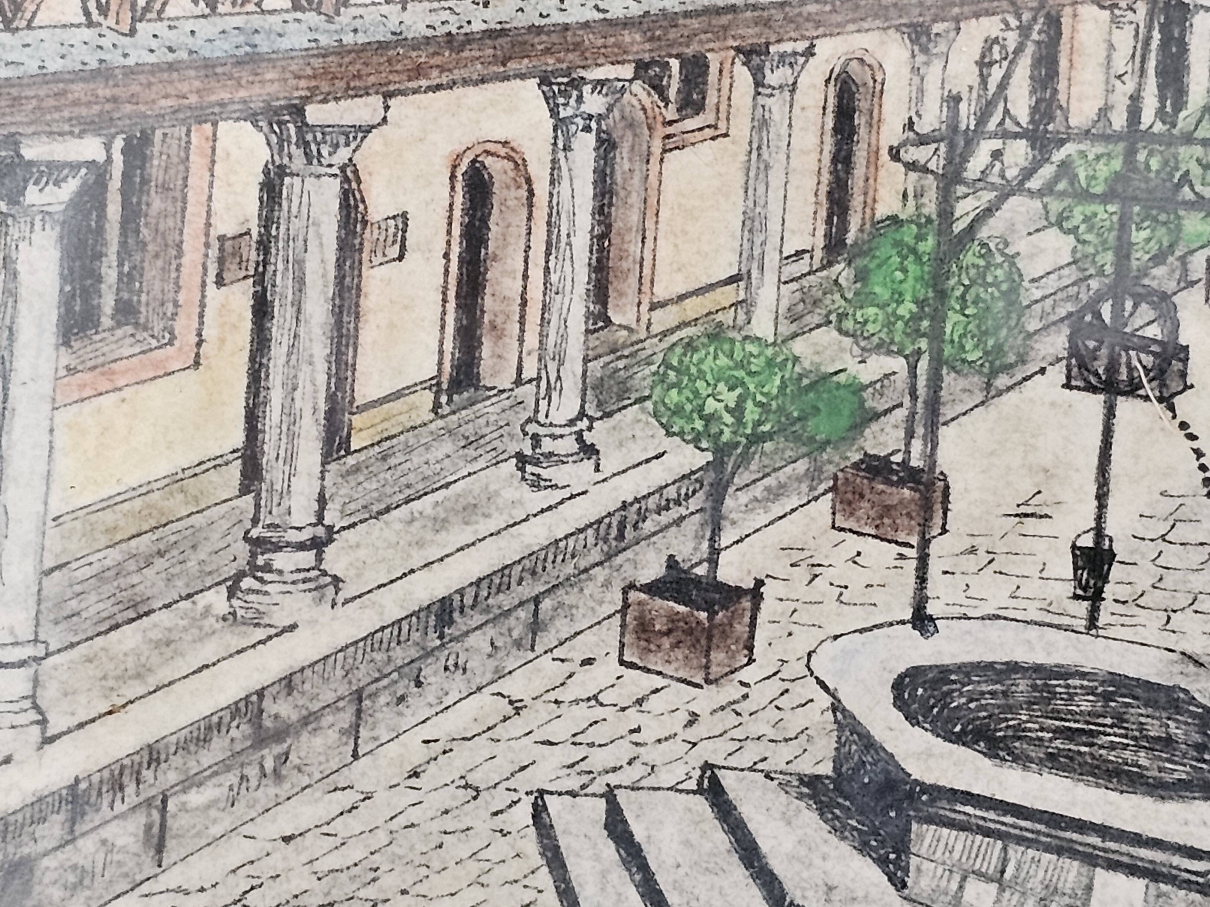 Tableau Ink and pastel - Beaune Hotel Dieu - E Poinet