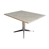 Coffee table Roche Bobois 70's carrara marble and chrome star foot
