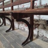 Long Wooden Church Pew | Antique Bench with Cast Iron Details | Seating