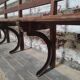 Long Wooden Church Pew | Antique Bench with Cast Iron Details | Seating