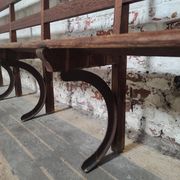 Long Wooden Church Pew | Antique Bench with Cast Iron Details | Seating