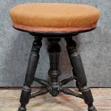 Napoleon III period piano stool in blackened wood circa 1850