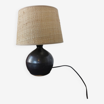 Black ceramic ball lamp from the 60s