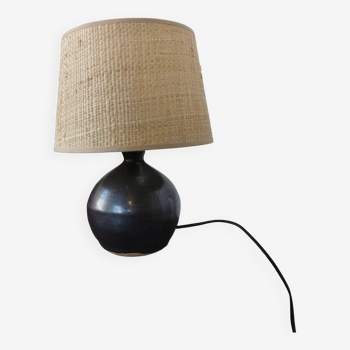 Lampe boule en céramique noir des années 60