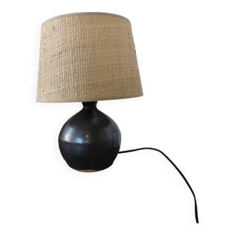 Black ceramic ball lamp from the 60s