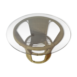 Vintage rattan round coffee table
